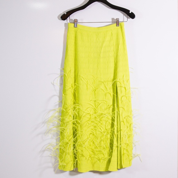 Lapointe Dresses & Skirts - NEW Lapointe Crepe Matte Viscose Flared Ostrich Feather Embellished Midi Skirt S